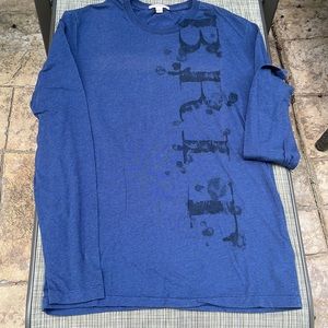 BURBERRY BRIT Long sleeve T-Shirt, color blue, size L. BRIT vertical logo.